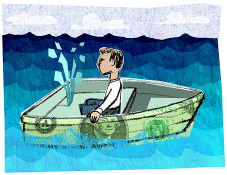 1. Man in sinking dollar boat.jpg